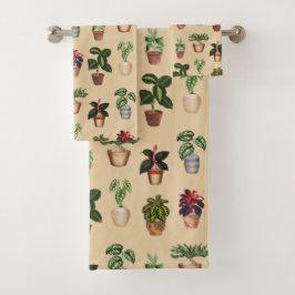 Pflanze Terracotta Pots Muster Badhandtuch Set