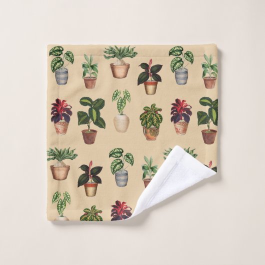 Pflanze Terracotta Pots Muster Badhandtuch Set (Waschlappen)