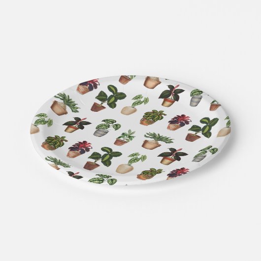 Pflanze Terracotta Pots Muster Pappteller (Schrägansicht)