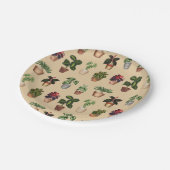 Pflanze Terracotta Pots Muster Pappteller (Schrägansicht)