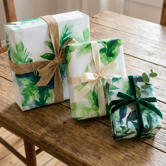 Pflanze tropisches grünes botanisches Landhaus Geschenkpapier Set