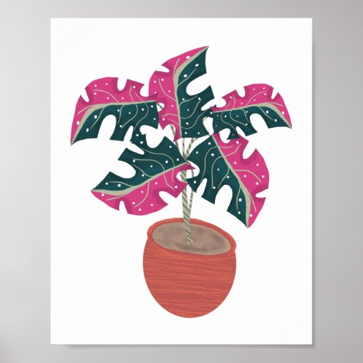 Pflanze Tropisches Rosa Monstera Poster (Vorne)