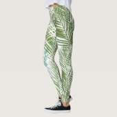 Pflanze und Blätter aus grüner Palme Leggings (Links)