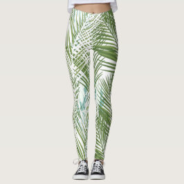 Pflanze und Blätter aus grüner Palme Leggings