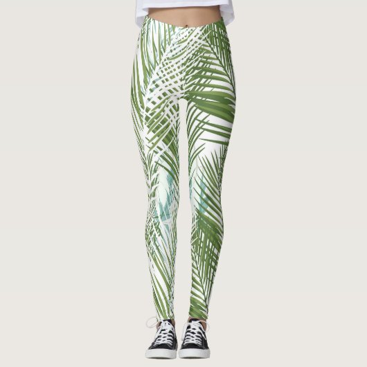Pflanze und Blätter aus grüner Palme Leggings (Vorderseite)