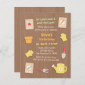 Pflanze und Gartenbau Kindergeburtstag Party Einladung (Vorne/Hinten)