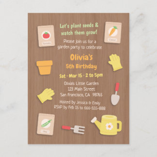 Pflanze und Gartenbau Kindergeburtstag Party Einladung