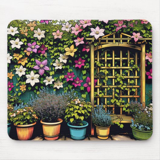 Pflanze- und Gartenliebhaber Clematis Trellis Mousepad (Vorne)