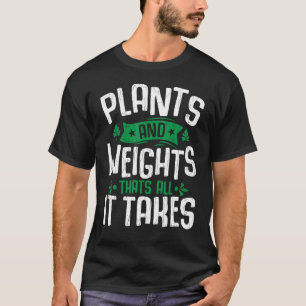 Pflanze und Gewichte Veganes vegetarisches Gemüse T-Shirt