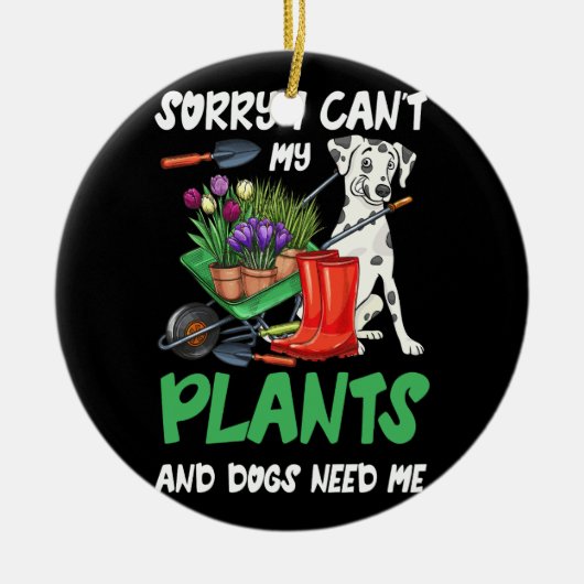 Pflanze und Hund Lover Gardener Keramik Ornament (Vorne)