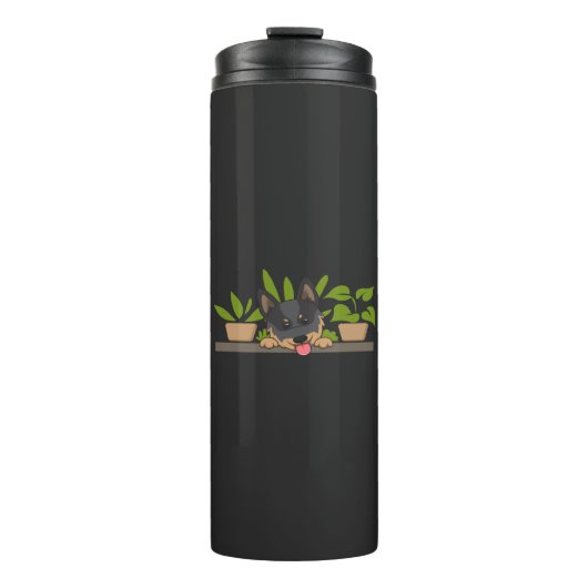 Pflanze und Hunde Thermosbecher (Vorderseite)