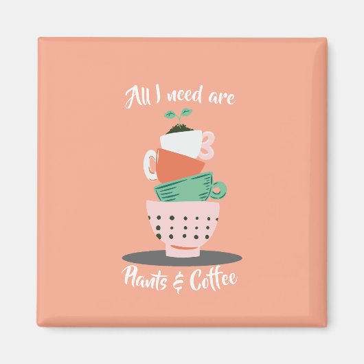 Pflanze und Kaffee Magnet (Vorne)