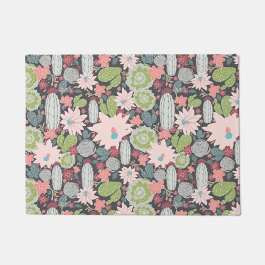 Pflanze und Kakteen in Grüntönen und Pinks Fußmatte (Vorderseite)