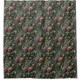 Pflanze und Pandemonium - gotisches Barock Duschvorhang