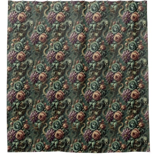 Pflanze und Pandemonium - gotisches Barock Duschvorhang (Vorderseite)