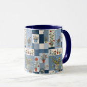 Pflanze und Retro Blue Jean Denim Patchwork Floral Tasse (VorderseiteRechts)