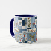 Pflanze und Retro Blue Jean Denim Patchwork Floral Tasse (Vorderseite Links)