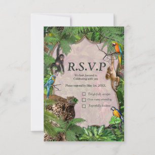 Pflanze und Tiere im Wildtierbewuchs RSVP Karte