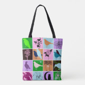 Pflanze und Vögel Silhouette Art Tasche (Rückseite)