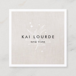 Pflanze Verlasse Beige Square Business Card Quadratische Visitenkarte