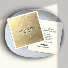 Pflanze Verlasse Gold Square Business Card