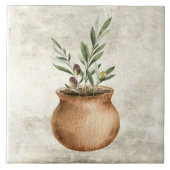 Pflanze von Olivenöl in den Wasserfarben des rusti Fliese (Vorderseite)