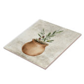 Pflanze von Olivenöl in den Wasserfarben des rusti Fliese (Seite)