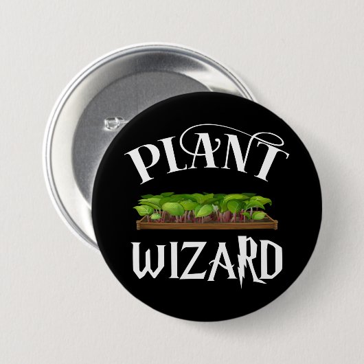 Pflanze Wizard Funny Gardener Button (Vorne & Hinten)