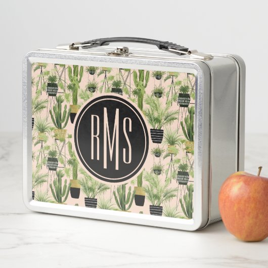 Pflanzen-Anordnungs-Muster des Monogramm-| Metall Brotdose (Beispiel)