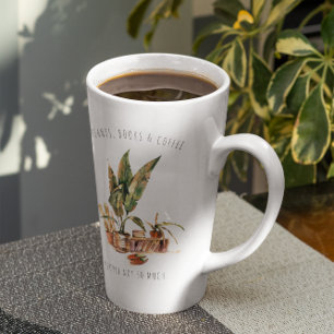 Pflanzen, Bücher & Kaffee Wasserfarben-Illustrat Milchtasse