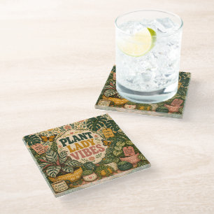 Pflanzen-Dame Vibes Glasuntersetzer