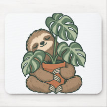 Pflanzen-Eltern-Faultier-umarmt-Monstera-Mauspad