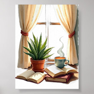 Pflanzen-Eltern-Leseecke Sukkulente und Buch Gemüt Poster