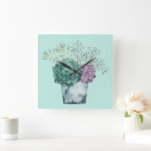 Pflanzen-Glück-Sammlung| Succulents Quadratische Wanduhr (Zuhause)
