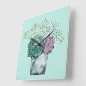 Pflanzen-Glück-Sammlung| Succulents Quadratische Wanduhr (Winkel)