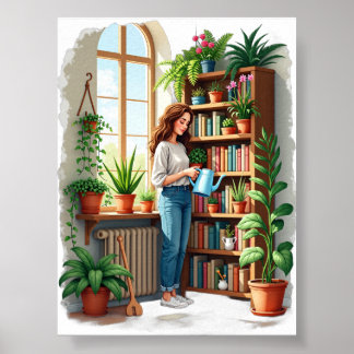 Pflanzen-Mama-Gartenbuch-Ecke - Indoor-Gartenarbei Poster