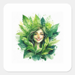 Pflanzen-Mama im Blüten-Design - Lustiges Grünthum Quadratischer Aufkleber