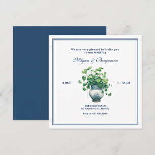 Pflanzen mit antiker Vase Hochzeit Einladung