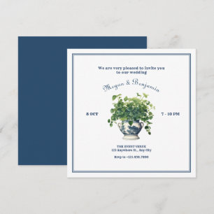 Pflanzen mit künstlerischer Vase Hochzeit  Einladung