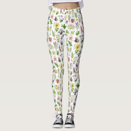 Pflanzen-und Kraut-Alphabet Leggings (Vorderseite)
