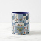 Pflanzen und Retro-Blaujean-Denim-Patchwork-Blumen Tasse (Zentrum)