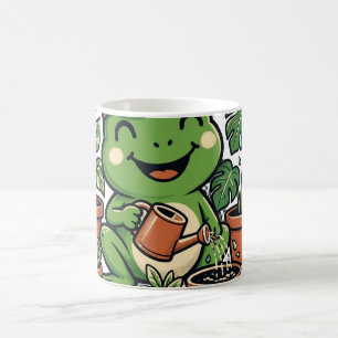 Pflanzen-Vater-Frosch gießt Zimmerpflanzen Lustige Kaffeetasse