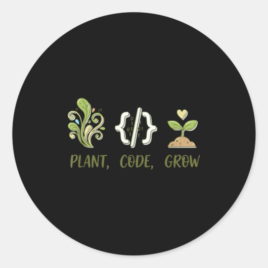 Pflanzencode wächst Programmiergartenbau-Design Runder Aufkleber (Vorderseite)