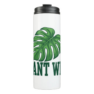 Pflanzenfrau Lustiges Monstera-Geschenk Thermosbecher