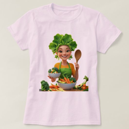 Pflanzenkoch – Kochen mit Herzlichkeit T-Shirt (Design vorne)