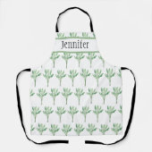 Pflanzenkraut botanische Pflanze grün Aquarell Chi Schürze (Vorderseite)