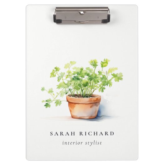 Pflanzenkraut Parsley Coriander Wasserfarbe Botani Klemmbrett (Vorderseite)