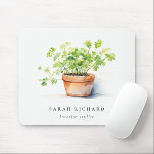 Pflanzenkraut Parsley Coriander Wasserfarbe Botani Mousepad