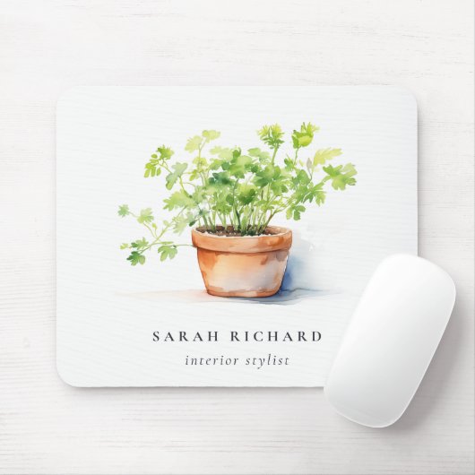 Pflanzenkraut Parsley Coriander Wasserfarbe Botani Mousepad (Mit Mouse)