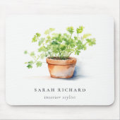 Pflanzenkraut Parsley Coriander Wasserfarbe Botani Mousepad (Vorne)